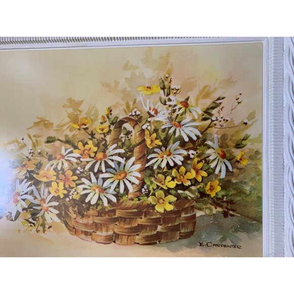 1977 Homco DART Molded Plastic Wall Art Basket of Daisies by Carpenter 21x18 - Picture 11 of 16